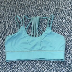 Blue Seamless Sports Bra with Racerback